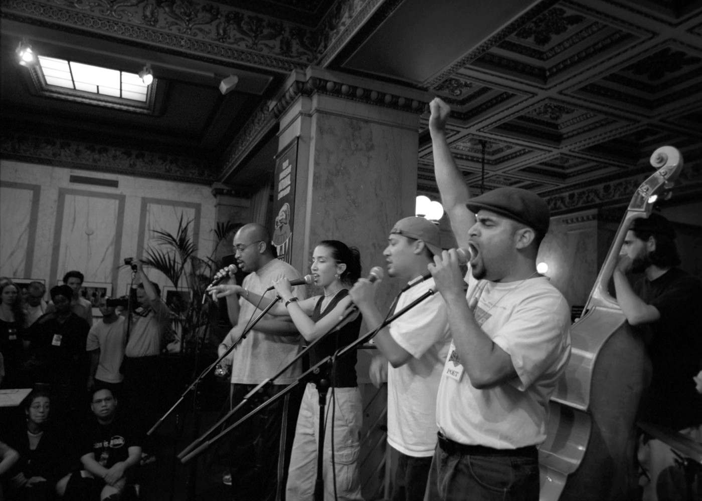 Figure 12-1: San Jose/Silicon Valley Team 1999 competing at the National Poetry Slam in Chicago.